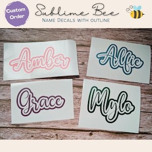 Custom Vinyl Outlined Name Decal – Personalised Stickers for Water Bottles, Wedding Décor, Bridesmaid Gifts, Balloons & Lunchboxes