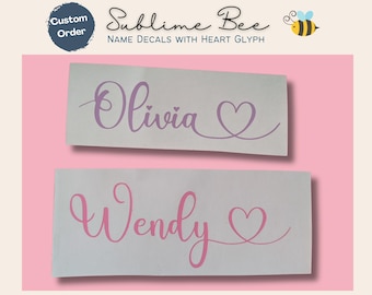 Custom Vinyl Name Decals with Heart: Personalised Stickers