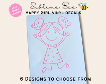 Happy Girl Vinyl Decal | Princess Wall Sticker, Toybox Sticker, Car decal