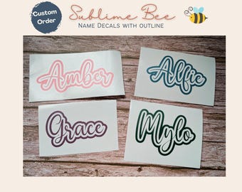 Personalised Outline Name Decal | Custom Vinyl Name Sticker