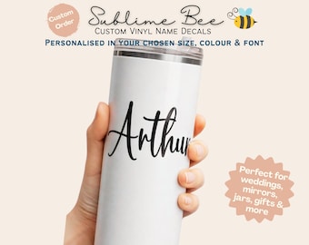 Personalised Vinyl Name Decal | Custom Mirror, Wedding, Jar & Balloon Sticker | Bridal, Nursery, Storage Labels