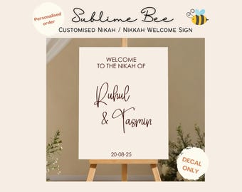 Personalized Nikah Welcome Sign Decal: Custom Vinyl Ceremony Decor