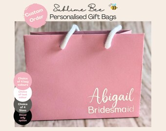 Personalised Wedding Party Gift Bags with Mirror-Finish Vinyl Name