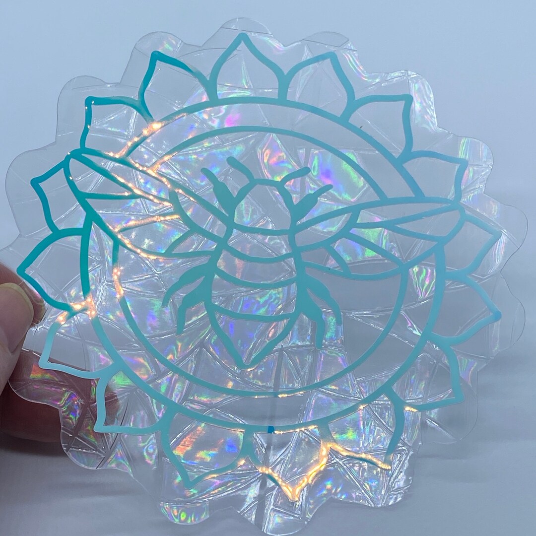 Holographic Bee Suncatcher Sticker: Sunflower Rainbow Window Cling ...