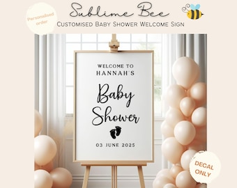 Custom Baby Shower Vinyl Decal: Personalized Welcome Sign, A1, A2, A3 or A4