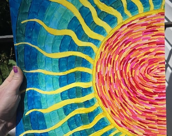 Funky Sun Colorful Original Painting