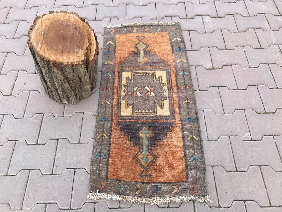 Vintage Small Rugs 3.4x1.6 Ft Small Rug Small Oushak Rug Etsy