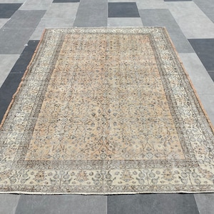 6x9 Turkish Rug, vintage handmade rug, 6x9 Home rugs, oushak rug, 6x9 vintage rug, oriental rug, 6x9 floor rug, 6x9 area rug, bedroom rug