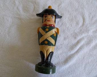 Carved Wood Italian Soldier Figurine or Decanter