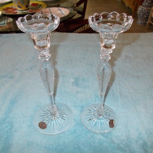 Pair of Rogaska Double Scalloped Crystal Candlestick Holders – Up For Grabs  Naples