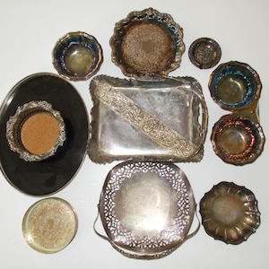 Ten 10 Electroplated bowls, trays & serving pieces image 1