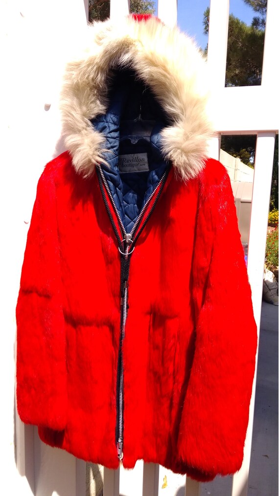 Womens Small Size Rabbit Fur Coat with Hood