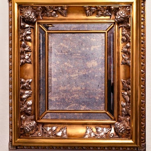 Antique Decorative Wall mirror - Art Nouveau - Aged Venetian Glass - Silver Leaf - Wood - Unique piece - Private Collection