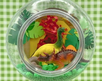 Dinosaur Terrarium Craft Kit | Create a Prehistoric Habitat for 2 Dino Pals and a Little Egg | Dinosaur Party Theme | Craft Kit for Kids