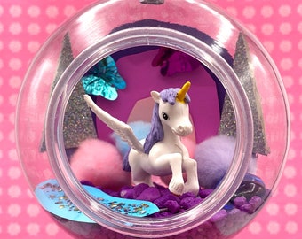 Unicorn Terrarium Craft Kit | Create a Magical Habitat with Sparkly Butterflies and Eco-Glitter Pond | Unicorn Party | Craft Kit for Kids