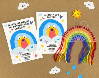 Rainbow Party Favor | Kids Card & Mini Craft Kit | Learn to Sew on Plastic Canvas | Beginner Sewing Kit | Make and Hang a Pretty Rainbow!