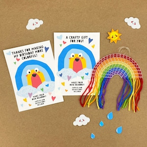Rainbow Card & Mini Craft Kit | Kids Party Favor | Easy Learn to Sew on Plastic Canvas | Hang Your Beautiful Rainbow | Can Be Personalized