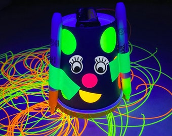 STEM Glowing Draw Bot Kit | Create a Motorized Robot that Draws AND Glows! | Includes Mini Blacklight | Unique Gift For Makers of All Ages