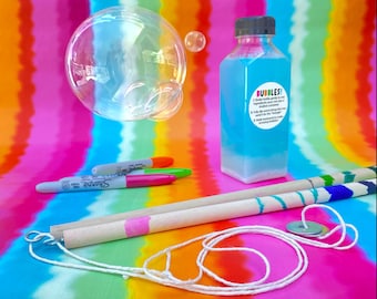 Amazing Giant Bubbles! | Includes 24" DIY Wooden Wand & 12oz Bottle Premium Mix | Tested by Hundreds of Delighted Kids | Fun for All Ages