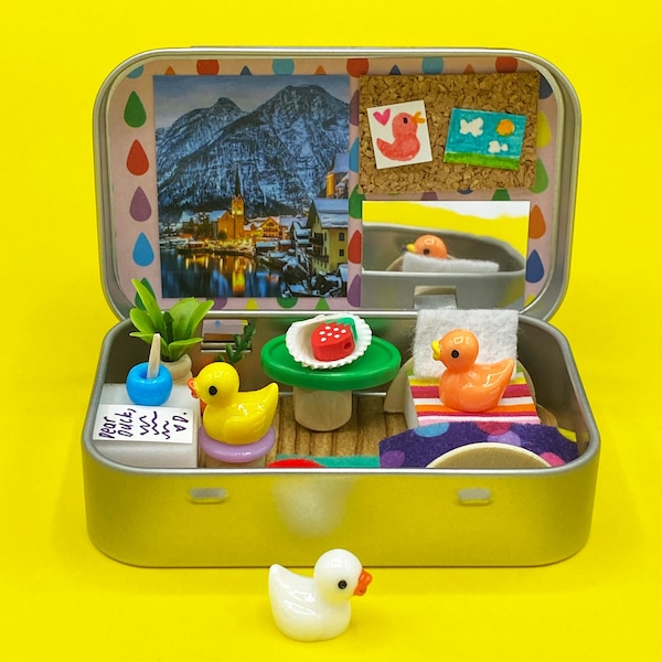 DIY Miniature Duck House Kit | Build a Cozy Home for 3 Tiny Ducks | Pretend Play | Mint Tin Sized Mini Habitat | 30+ Pieces | Creative Gift