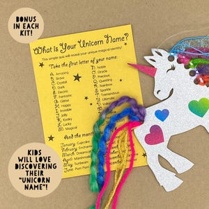 Unicorn Kids Card & Mini Craft Kit | Unicorn Party Favor | Classroom Handout | Sparkly Yarn Mane | Glitter Stickers | Goodie Bag | Magical! image 7