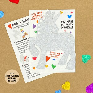 Unicorn Kids Card & Mini Craft Kit | Unicorn Party Favor | Classroom Handout | Sparkly Yarn Mane | Glitter Stickers | Goodie Bag | Magical! image 3
