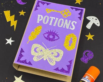 DIY Secret Book Craft Kit | Hidden Compartment for Tiny Treasures | Lots of Glittery Decorations | Magical Gift | Perfect for Potion Storage