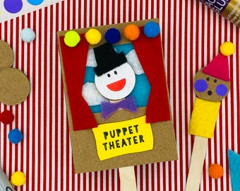 Mini Puppet Theater Craft Kit | Make a Cast of Characters and Put on a Show! | Craft Kit for Kids | Paper Puppet Show | Make Paper Puppets