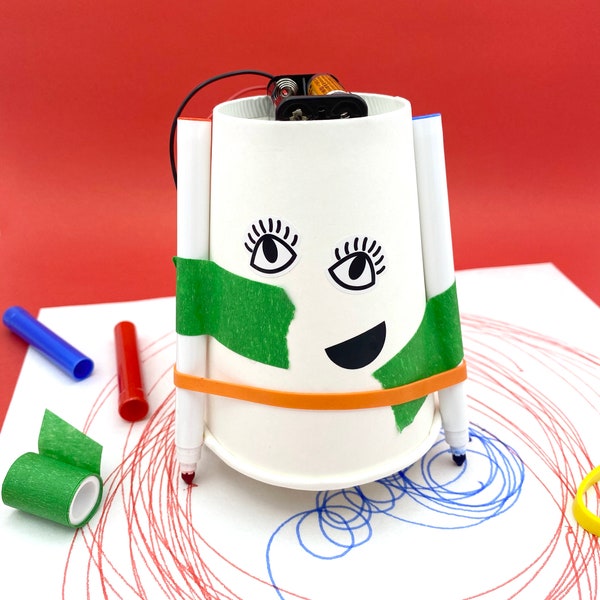 STEM Draw Bot Kit | Create a Motorized Robot that Draws! | Unique Gift for Makers of All Ages | Engineering for Kids | Craft Kit for Kids