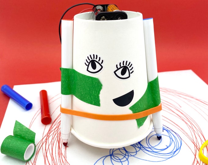 STEAM Draw Bot Kit | Create a Motorized Robot that Draws! | Unique Gift for Makers of All Ages | Engineering for Kids | Craft Kit for Kids