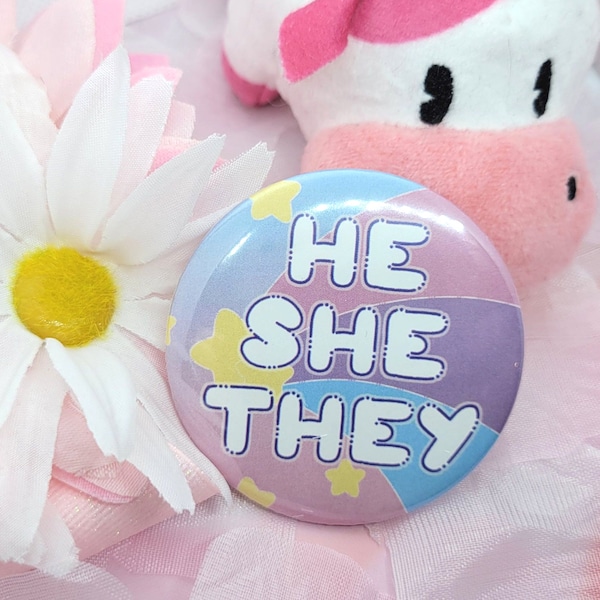 Kawaii Pronoun Buttons 2,25"