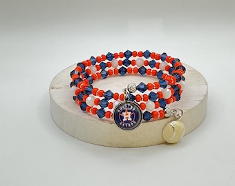 Houston Baseball Beaded Bracelet | Astros Fan Jewelry