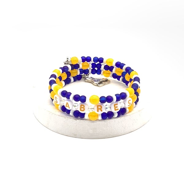 Buffalo Hockey Beaded Bracelet | Sabres Jewelry | Sabres Bracelet