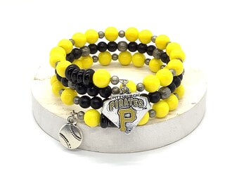 Pittsburgh Baseball Beaded Bracelet | Pirates Fan Jewelry