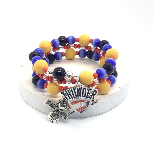 Oklahoma City Basketball Beaded Bracelet | Thunder Bracelet | Thunder Jewelry