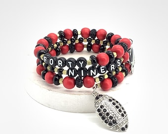 San Francisco Football Beaded Bracelet | 49ers Fan Jewelry