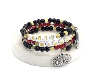San Francisco Football Beaded Bracelet | 49ers Fan Jewelry