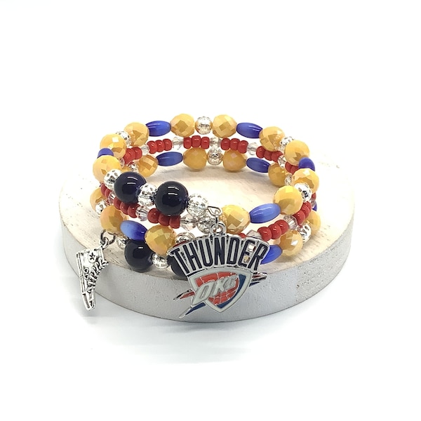 Oklahoma City Basketball Beaded Bracelet | Thunder Bracelet | Thunder Jewelry