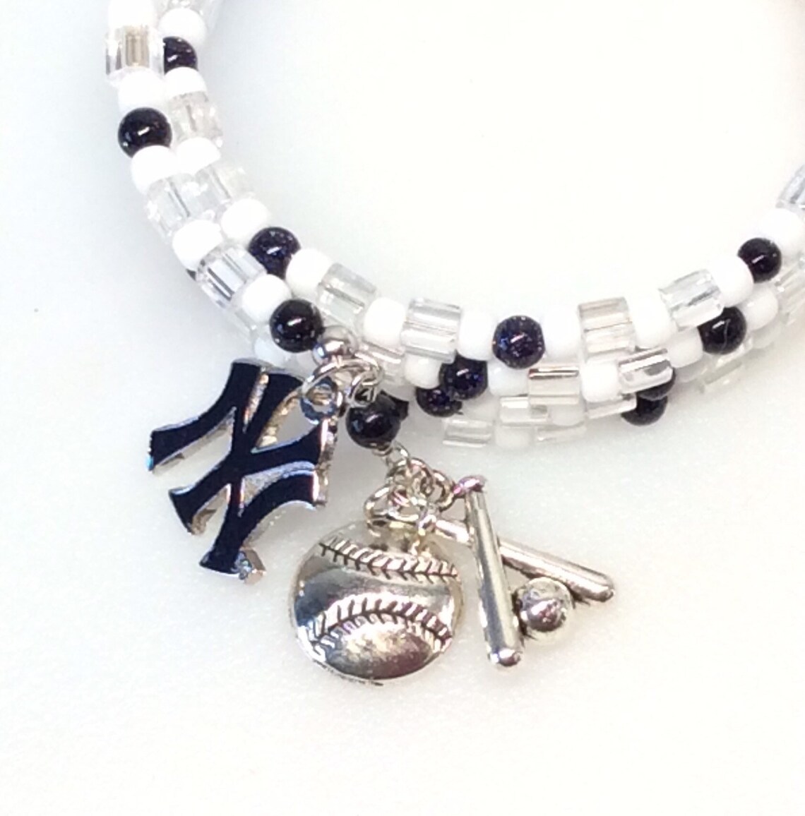 New York Yankees Beaded Bracelet Baseball Jewelry Yankees Etsy