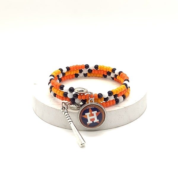 Houston Baseball Beaded Bracelet | Astros Jewelry | Astros Bracelet