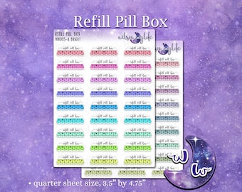 Refill Pill Box planner stickers, WW065