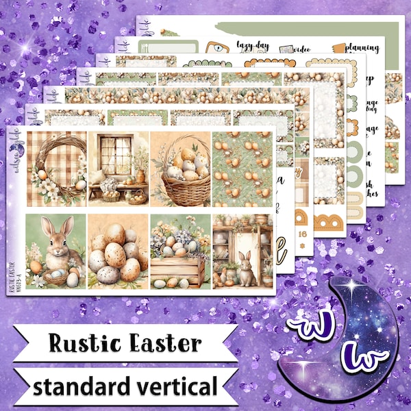 Rustic Easter full weekly sticker kit, STANDARD VERTICAL format, a la carte and bundle options. WW613