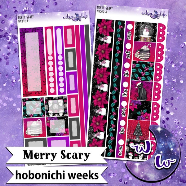 Merry Scary weekly sticker kit, HOBONICHI WEEKS format, a la carte and bundle options. WW262