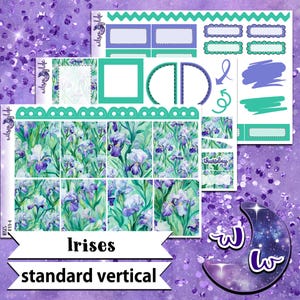 Mini kit d'autocollants hebdomadaires Iris, format VERTICAL STANDARD, options à la carte et en lot. WW833
