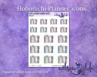 Open Hobonichi Planner Icons planner stickers for Happy Planner, Hobonichi, Print Pression WW239