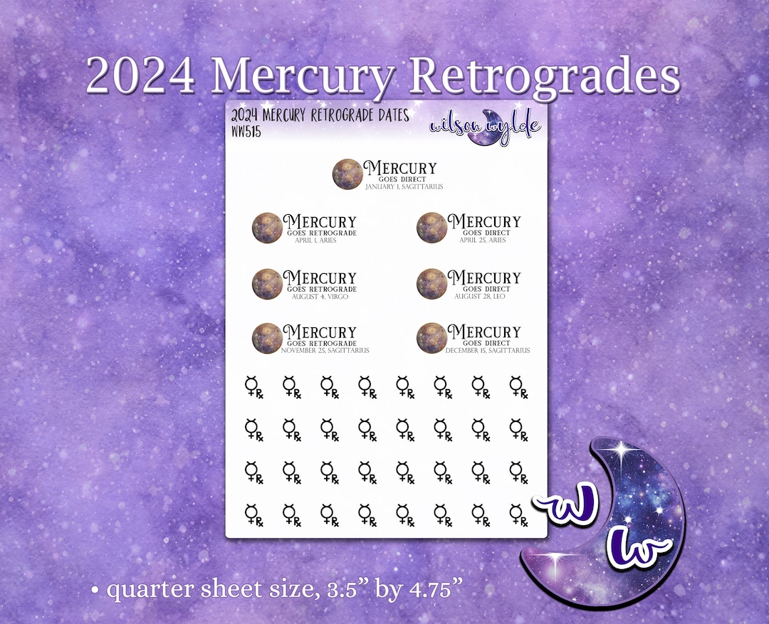 2025 Mercury Retrograde Dates Planner Stickers, WW515 Etsy