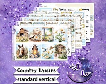 Country Daisies volledige wekelijkse stickerkit, STANDAARD VERTICAAL formaat, à la carte en bundelopties. WW661