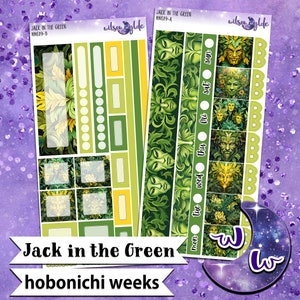 Jack in the Green weekly sticker kit, HOBONICHI WEEKS format, a la carte and bundle options. WW619
