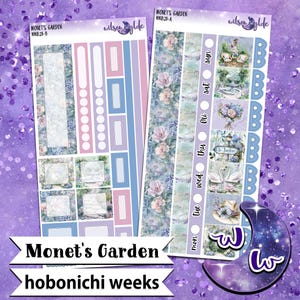 Monets Garten wöchentliches Aufkleberkit, HOBONICHI WOCHEN-Format, À-la-carte- und Bundle-Optionen. WW821