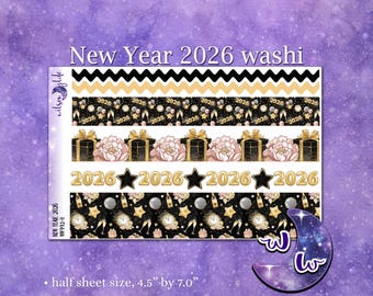 New Year 2026 washi planner deco stickers, WW992